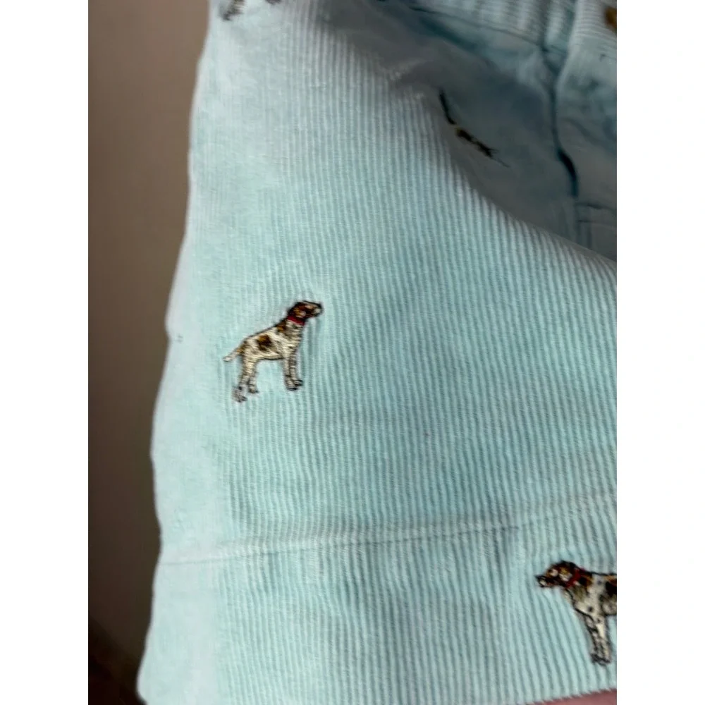 Ralph Lauren Girls Light Blue/green Corduroy Embroidered Dog Mini Skirt Size 6